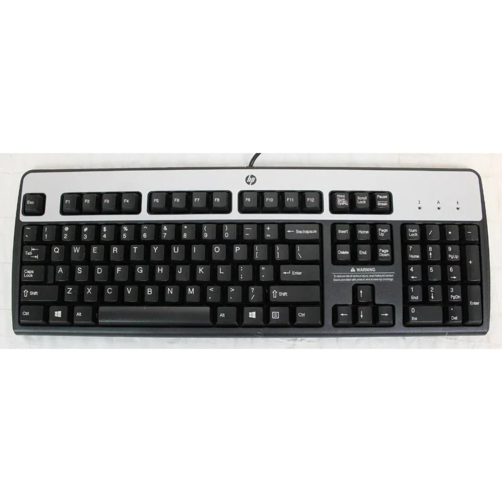 HP Full USB Wired Standard Keyboard & Optical Mouse Black SIlver Number Pad